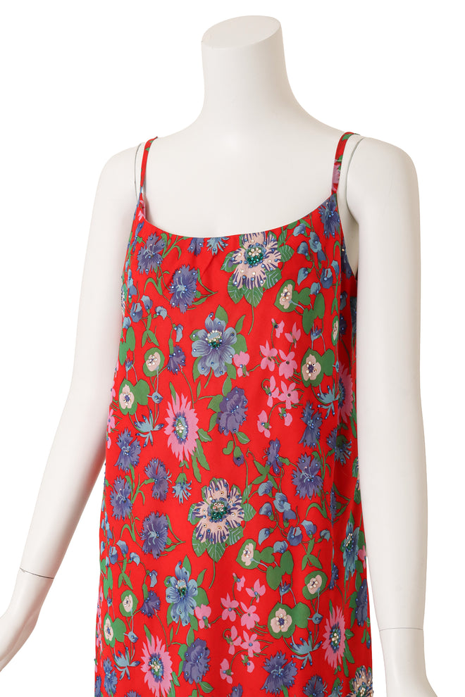 Hawaiian Print Dress and Jacket Set by Pauline Trigere @ Recess LA closeup of dress on mannequin 