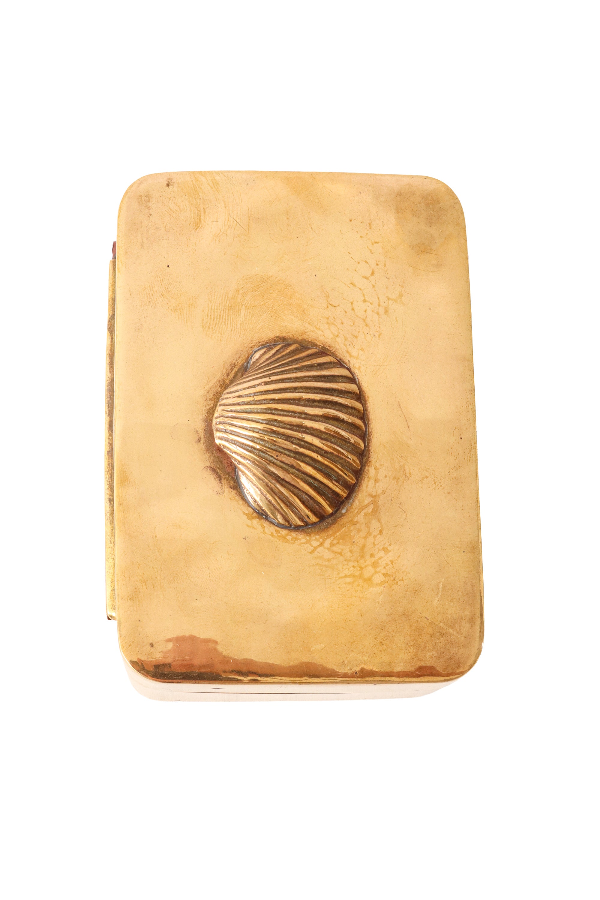 Metal box with shell lid from above @ Recess LA