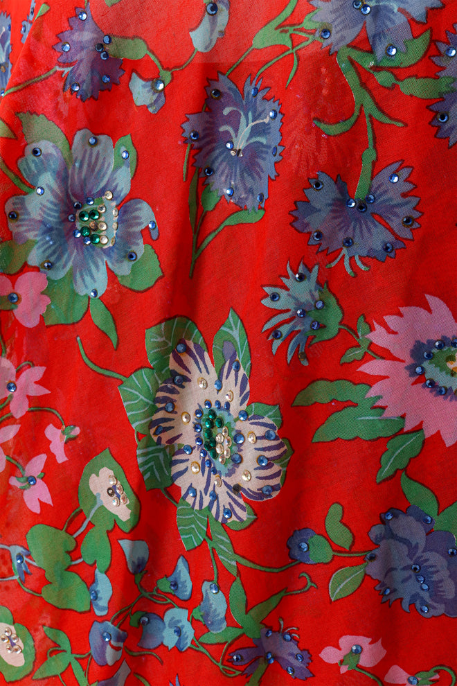 Hawaiian Print Dress and Jacket Set by Pauline Trigere @ Recess crystal detailing 