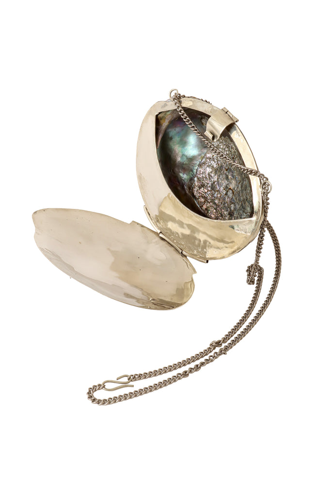 shell minaudière evening bag open @ Recess LA