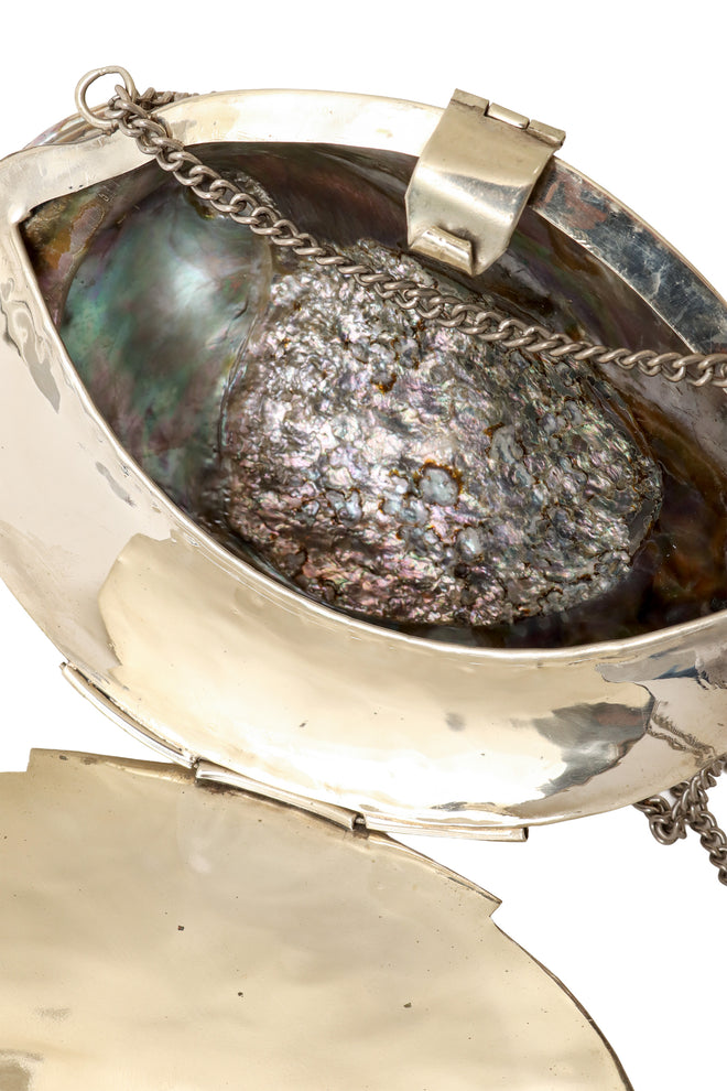 shell minaudière evening bag inside close @ Recess LA