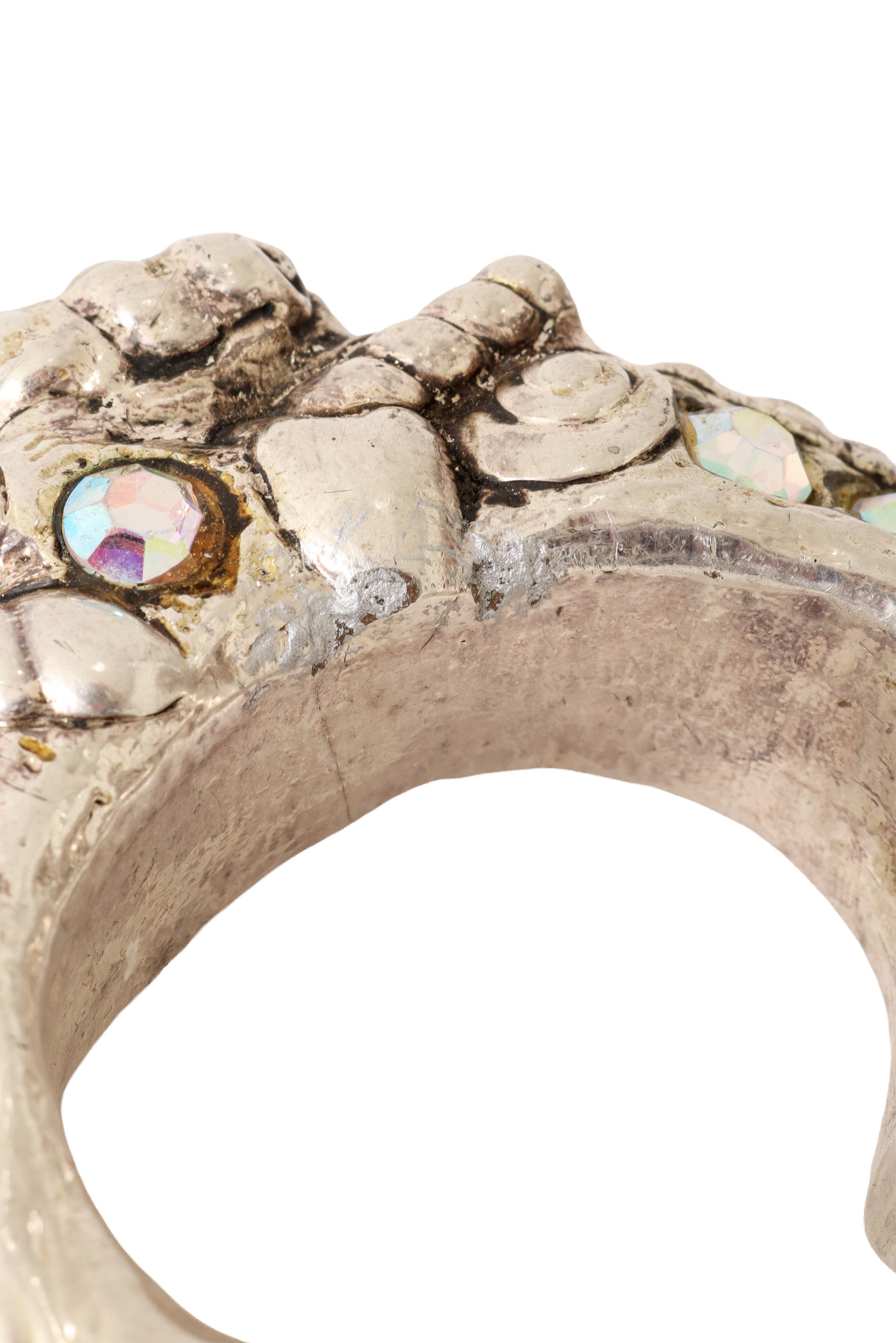 shell and crystal cuff bracelet patina close @ Recess LA