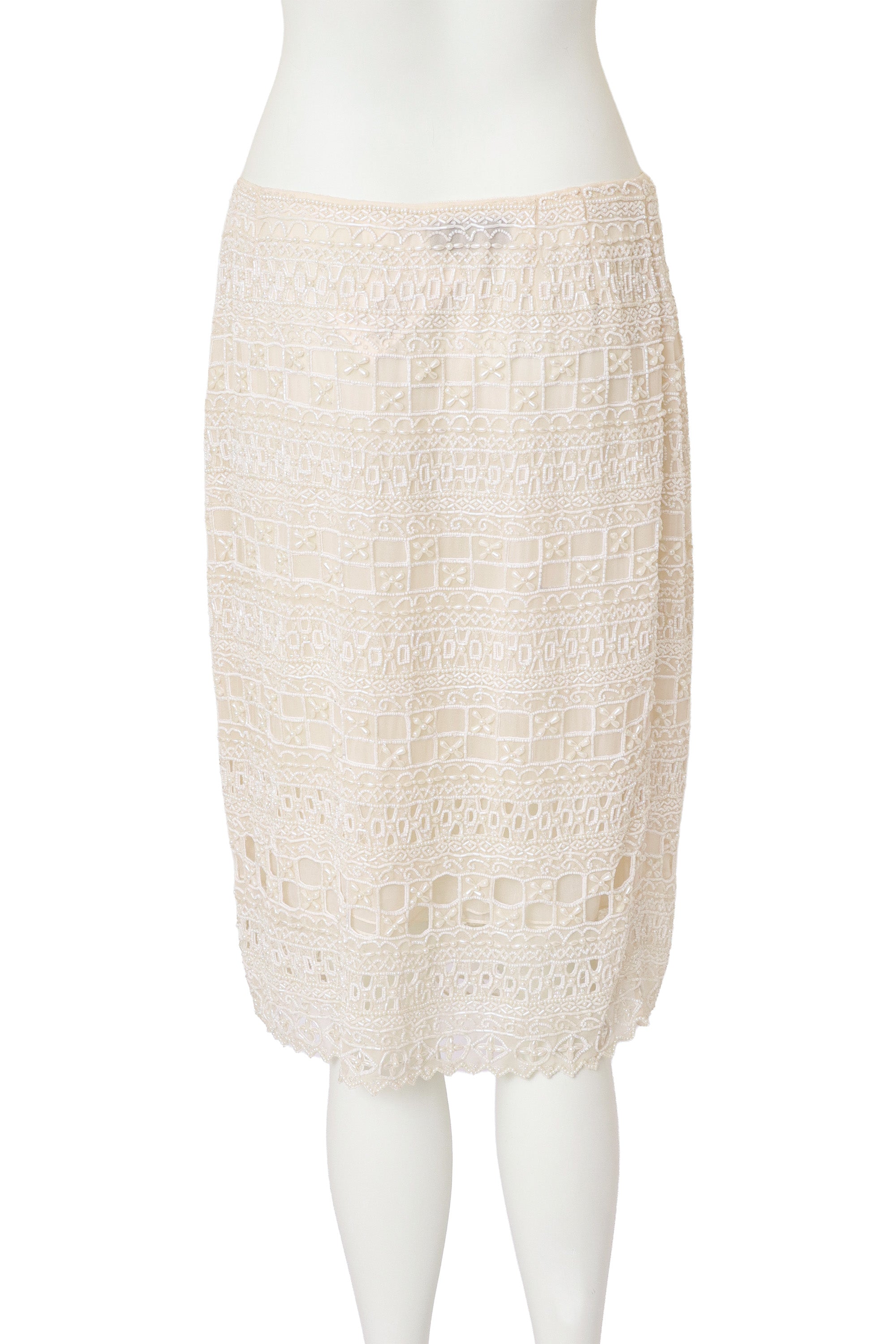 Beaded skirt by Oscar de la Renta on mannequin back @ Recess LA