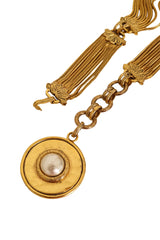 Multi-Chain Pearl Medallion Belt by Chanel  cabachon pearl medallion  @ Recess LA