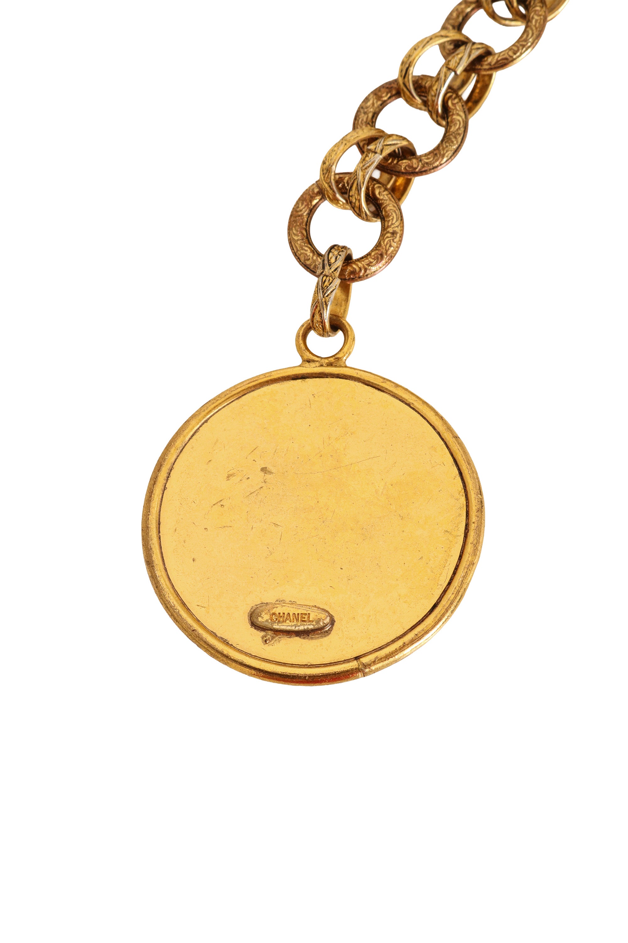 Multi-Chain Pearl Medallion Belt by Chanel back of medallion @ Recess LA 