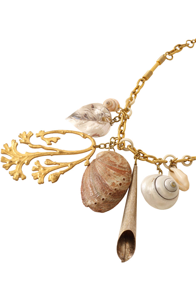 Organic shell cluster necklace close @ Recess LA