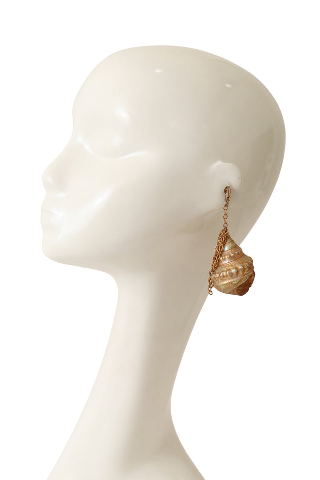 Iridescent Shell Drop Chain Earring on mannequin @ Recess LA