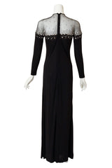 Embellished Sheer Yoke Jersey Gown