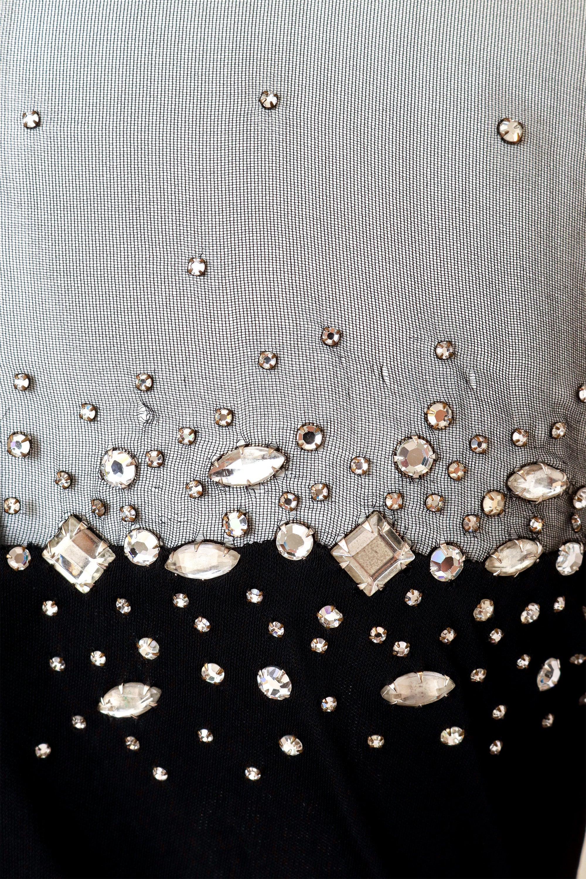 Embellished Sheer Yoke Jersey Gown