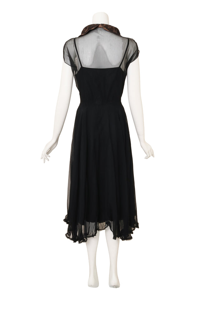 Unsigned Vintage Lace Chiffon Overlay and Slip Set @ Recess LA back of mannequin 