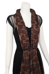 Unsigned Vintage Lace Chiffon Overlay and Slip Set @ Recess LA closeup on mannequin 
