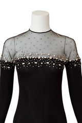 Embellished Sheer Yoke Jersey Gown