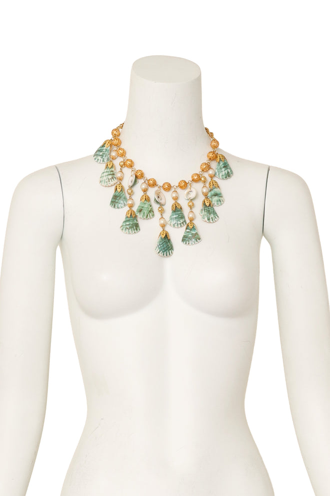 Tiered Shell Fan Necklace on mannequin @ recess LA