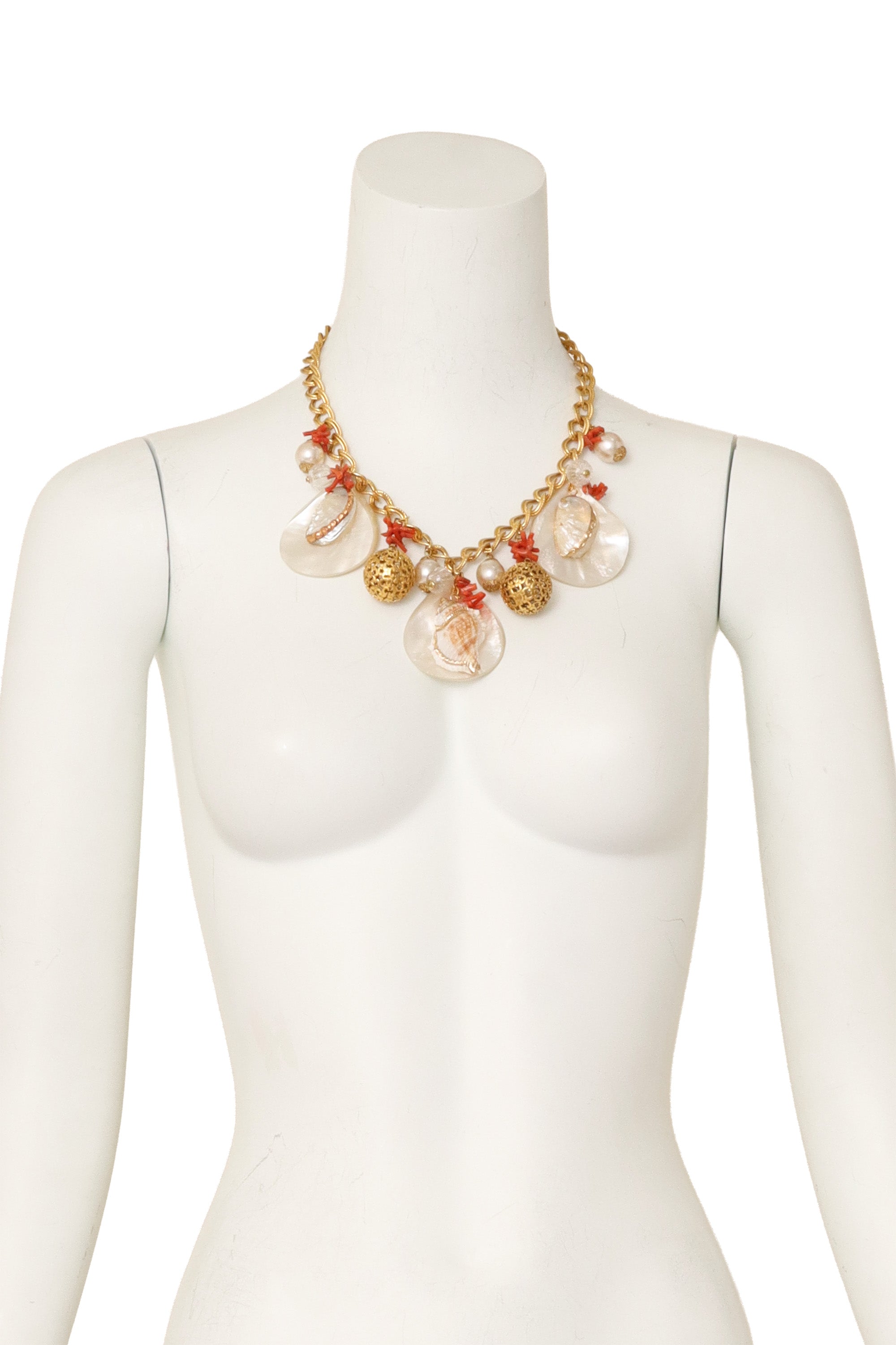 Coastal Coral Charm Necklace on mannequin @ Recess LA