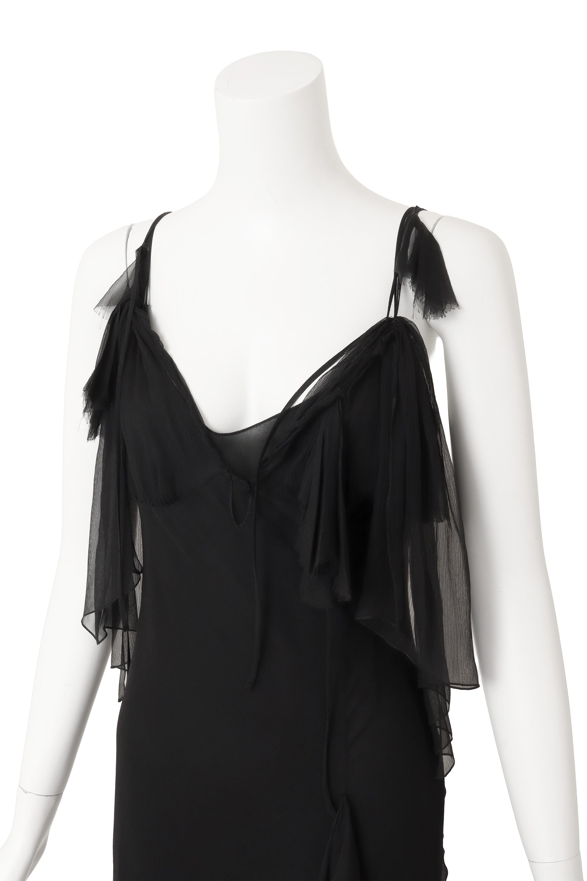 Bias Ruffle Ties Dress by Alberta Ferretti on mannequin close untied @ Recess LA 