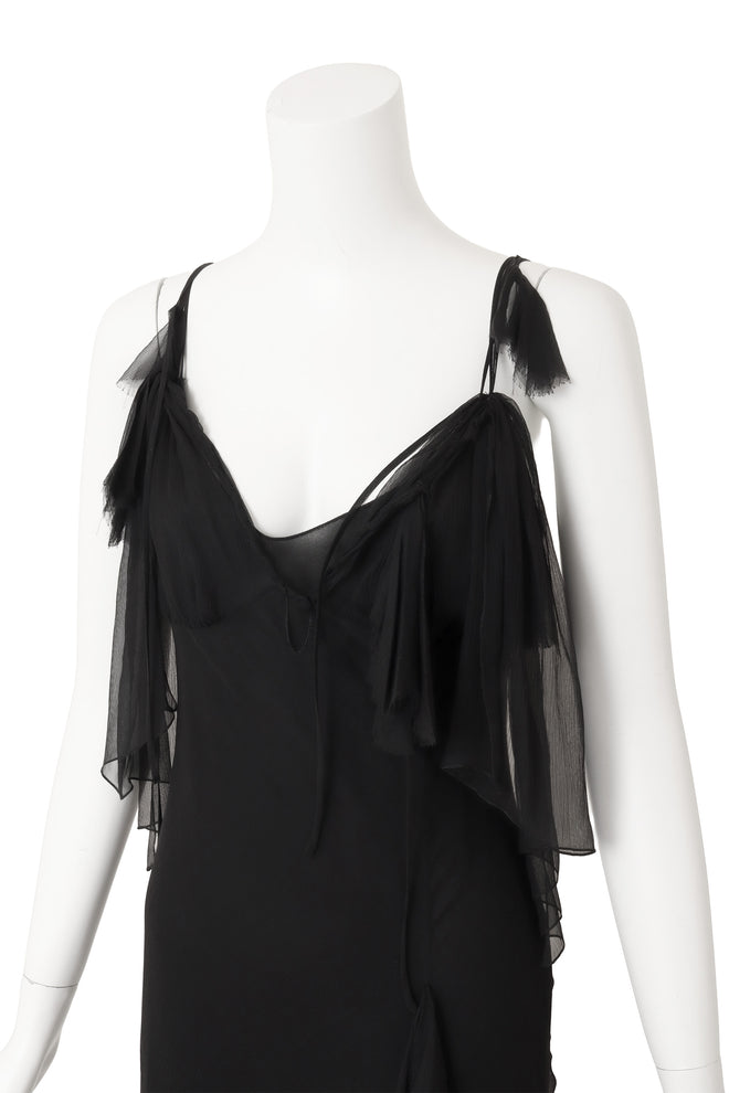 Bias Ruffle Ties Dress by Alberta Ferretti on mannequin close untied @ Recess LA 
