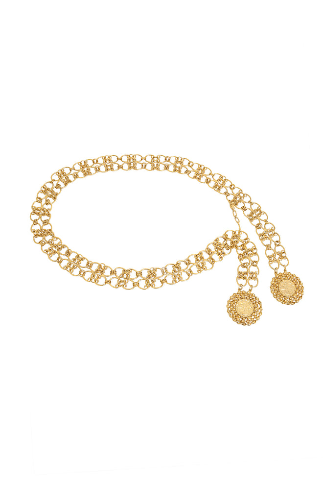 Vintage Pauline Trigere Wide Double Medallion Chain Belt @ Recess LA