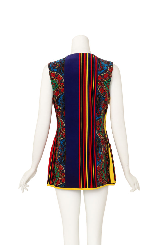 stripe panel vest by Istante on mannequin back @ Recess LA