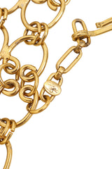 Vintage Pauline Trigere Wide Double Medallion Chain Belt Trigere signature and tarnishing @ Recess LA
