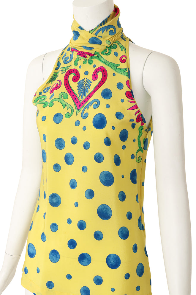Damask Dot Scarf Top by Gianni Versace on mannequin close @ Recess LA