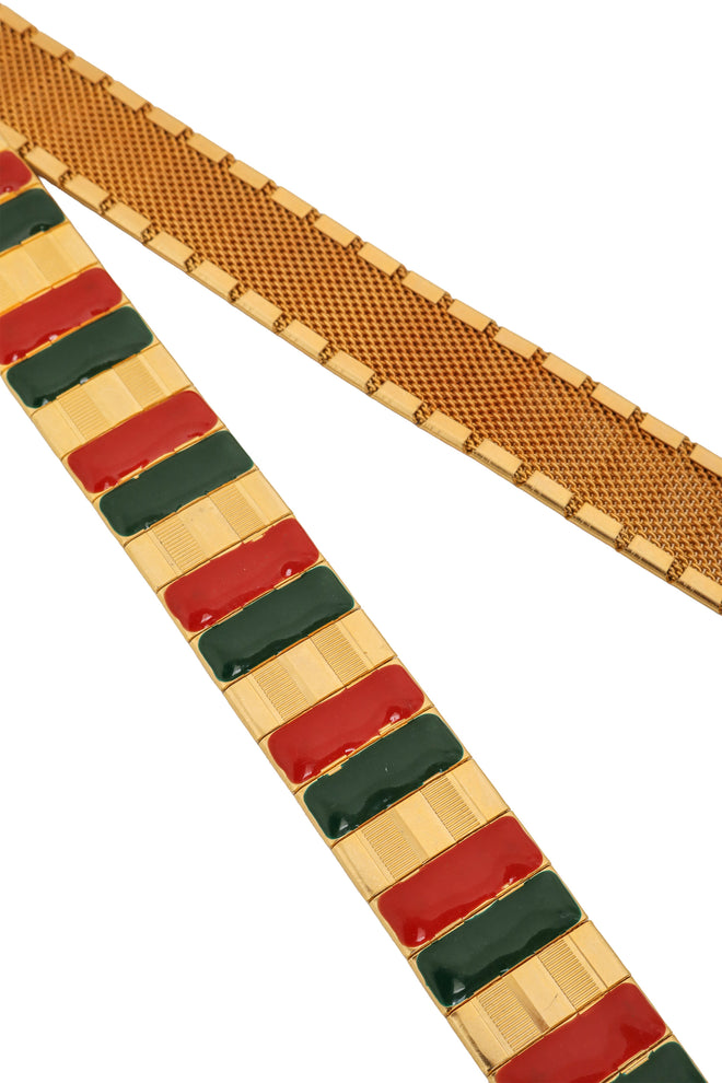 Vintage Enamel Metal Frame Belt by William deLillo closeup detailing @ Recess LA