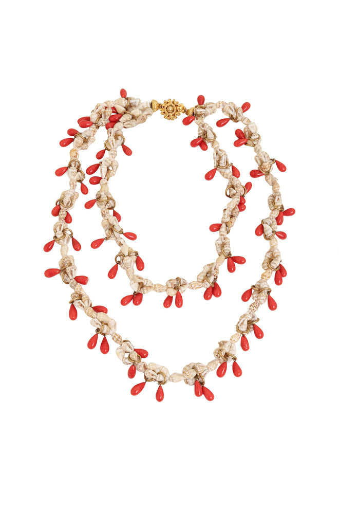 Vintage William deLillo Layered Shell Bead Necklace @ Recess LA
