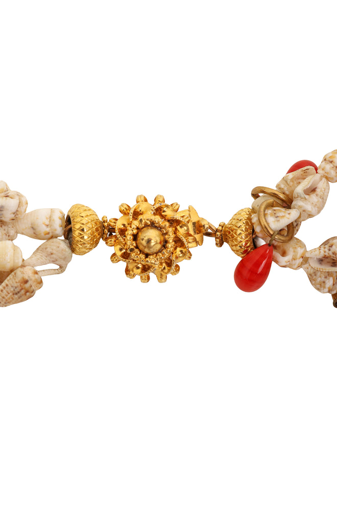 Vintage William deLillo Layered Shell Bead Necklace clasp @ Recess LA