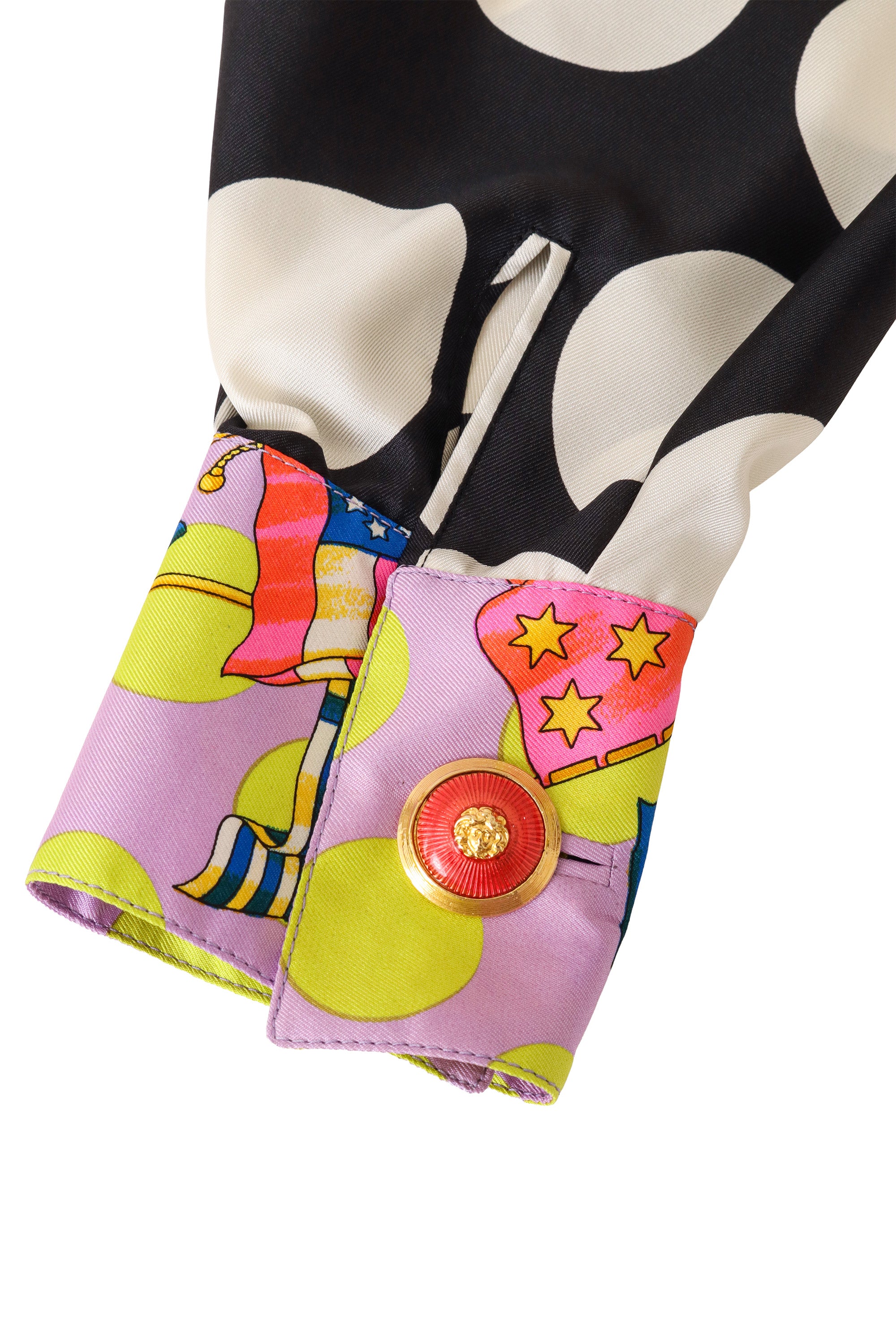 Miami dot blouse by Gianni Versace button close  @ Recess LA