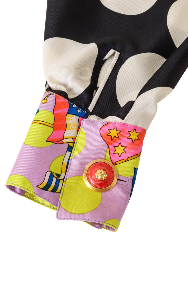 Miami dot blouse by Gianni Versace button close  @ Recess LA