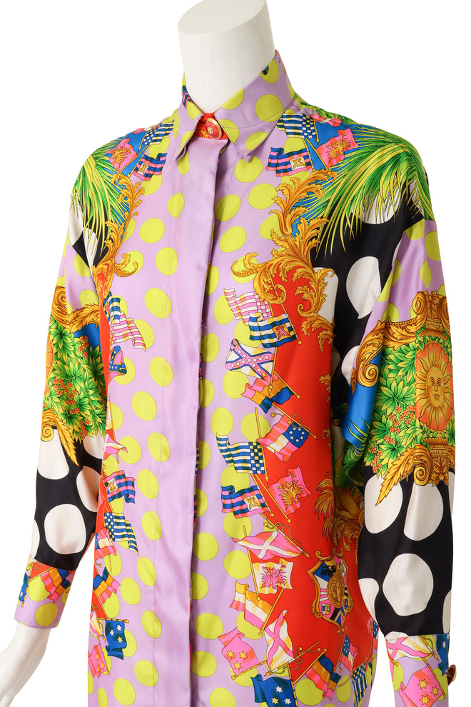 Miami dot blouse by Gianni Versace on mannequin close @ Recess LA