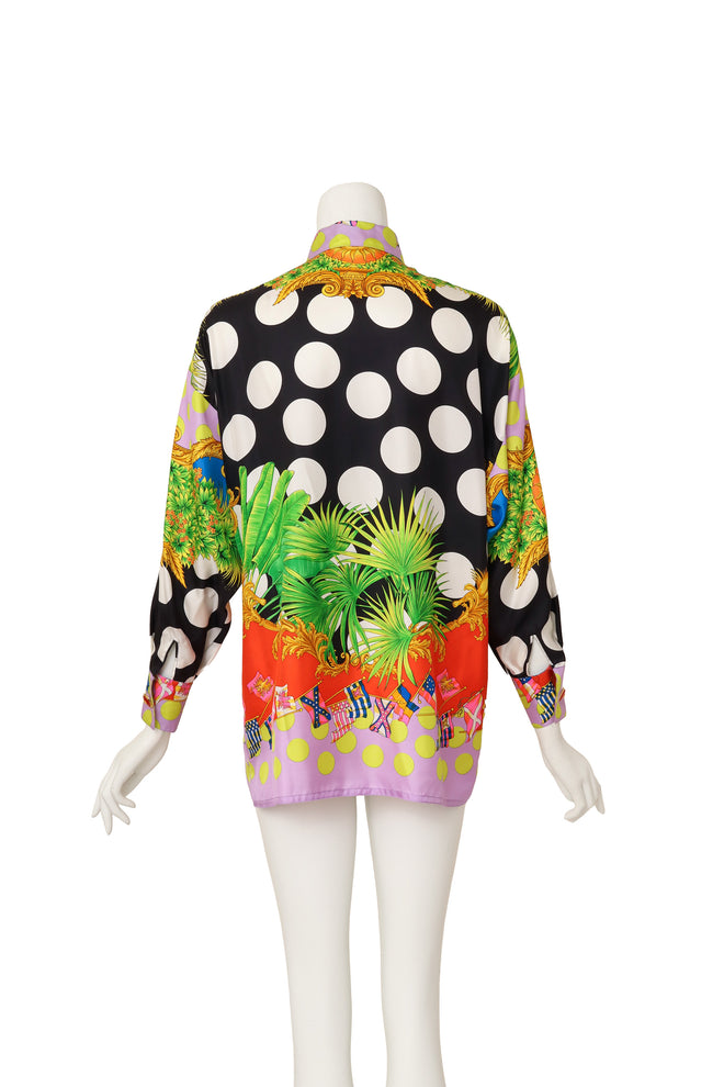 Miami dot blouse by Gianni Versace on mannequin back @ Recess LA