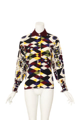 Playing Card Print Silk Shirt