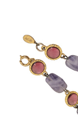 Vintage William de Lillo Glass Beaded Sautoir Necklace clasp and cartouche @ Recess LA