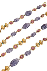 Vintage William de Lillo Glass Beaded Sautoir Necklace beads close @ Recess LA