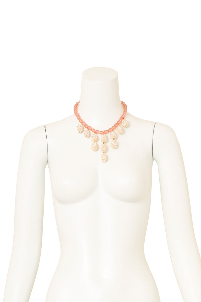 Vintage deLillo Pearl Cluster Drop Beaded Necklace on mannequin @ Recess LA