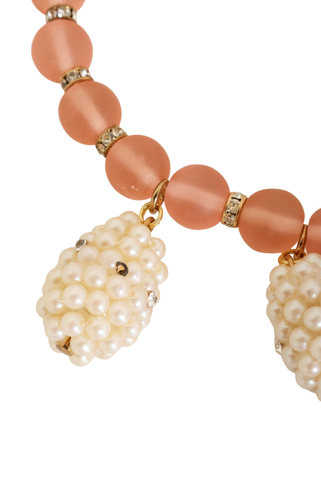 Vintage deLillo Pearl Cluster Drop Beaded Necklace missing rhinestone 1 @ Recess LA