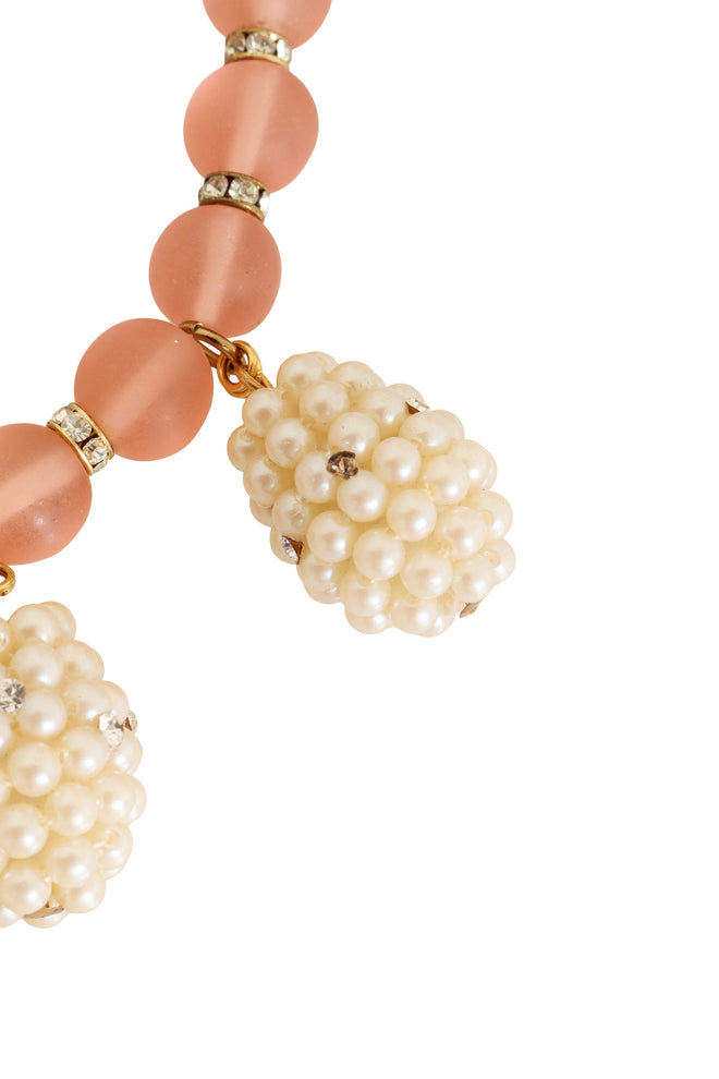 Vintage deLillo Pearl Cluster Drop Beaded Necklace missing rhinestone 2 @ Recess LA