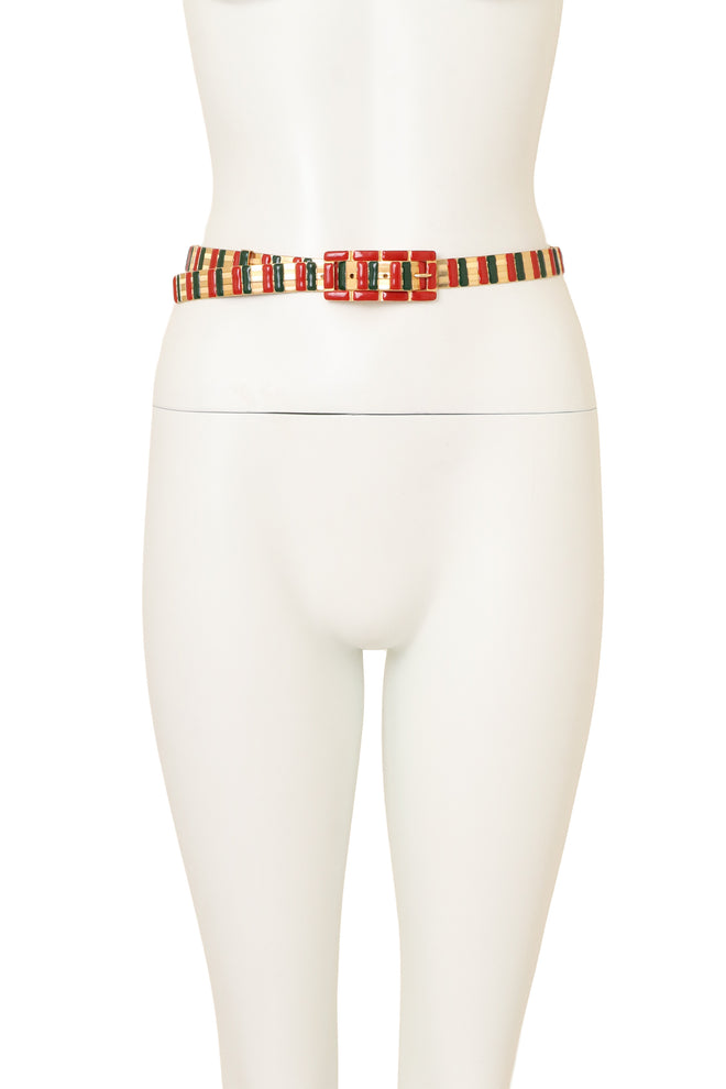 Vintage Enamel Metal Frame Belt by William deLillo on mannequin @ Recess LA