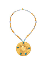 Vintage William deLillo Large Cabochon Sun Medallion Necklace @ Recess LA