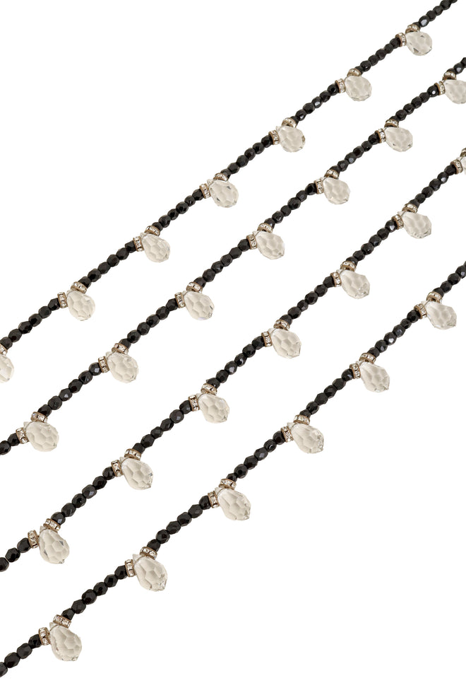 Vintage William deLillo Sautoir Crystal Drop Beaded Necklace closeup detailing @ Recess LA