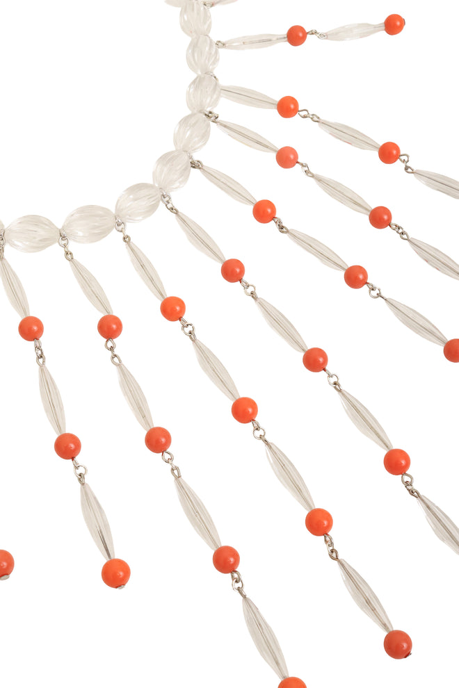 Vintage William deLillo Bead Fringe Waterfall Necklace closeup @ Recess LA