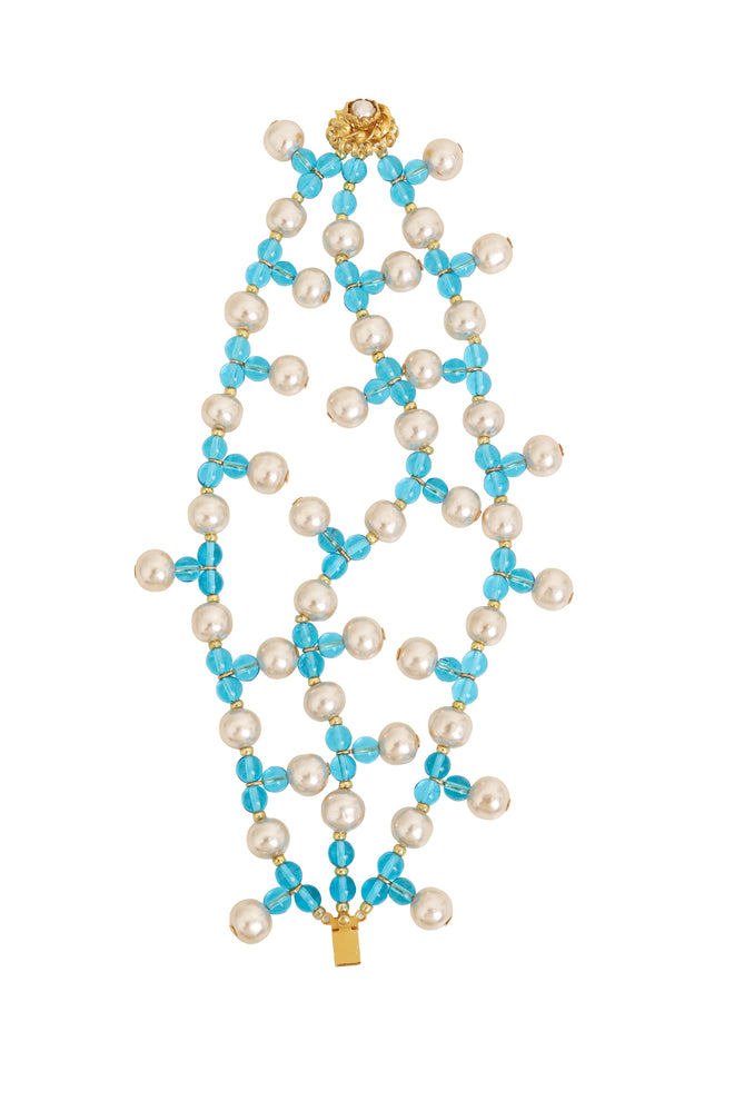 Vintage William deLillo Multi Strand Pearl Drop Bead Bracelet II laid out @ Recess LA