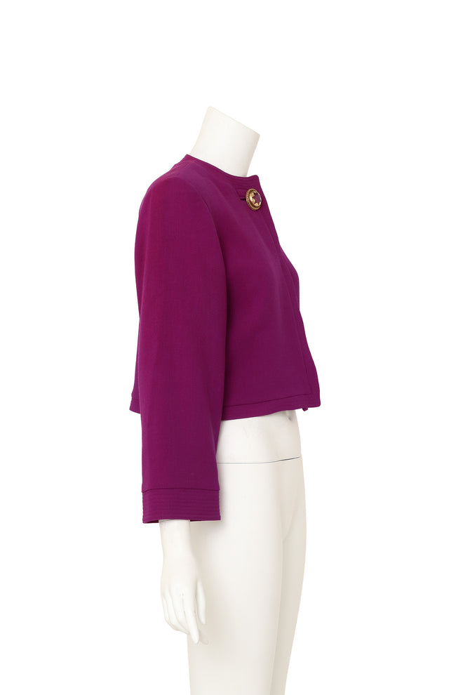 Cropped wool jacket by Gianni Versace on mannequin side @ Recess LA
