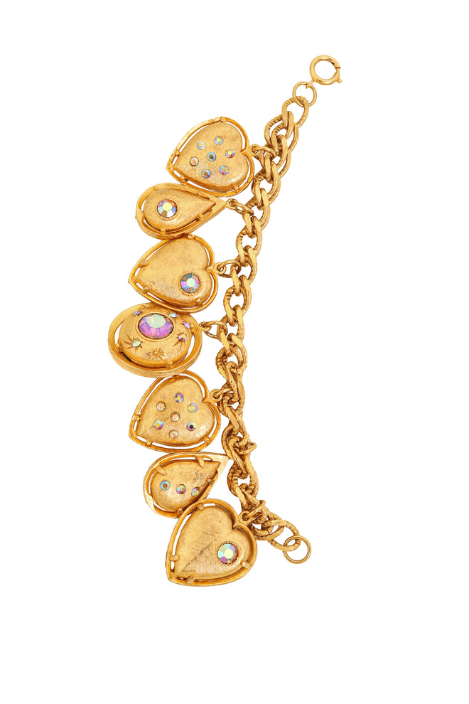 Vintage Aurora Heart Charm Bracelet full length @ Recess LA