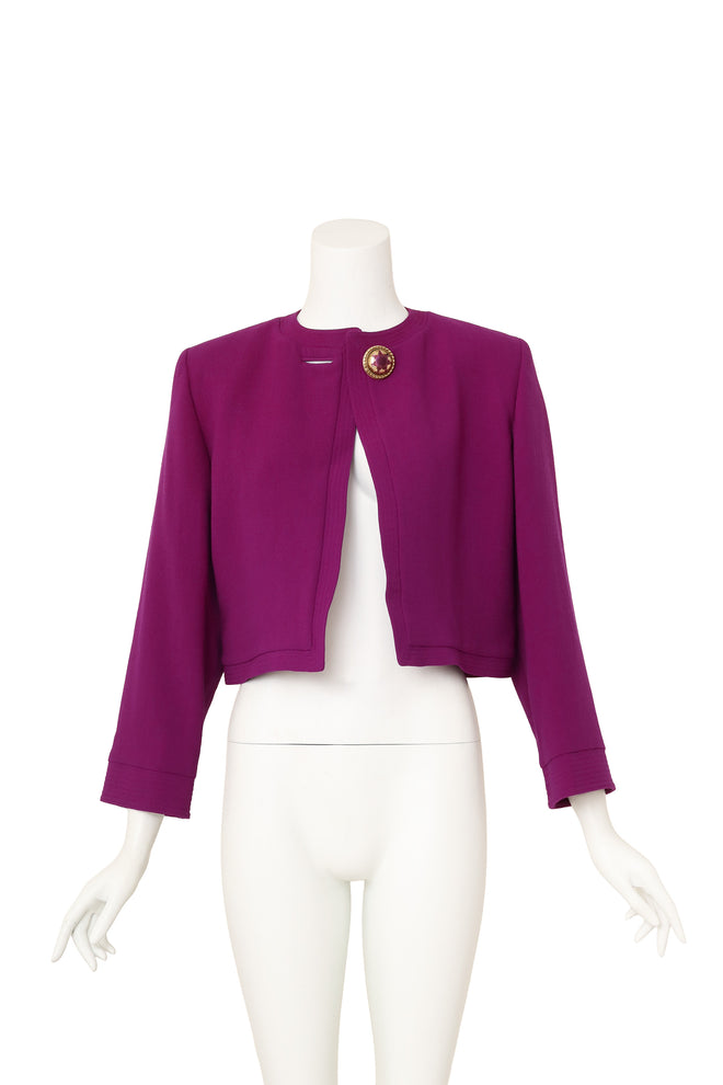 Cropped wool jacket by Gianni Versace on mannequin open @ Recess LA