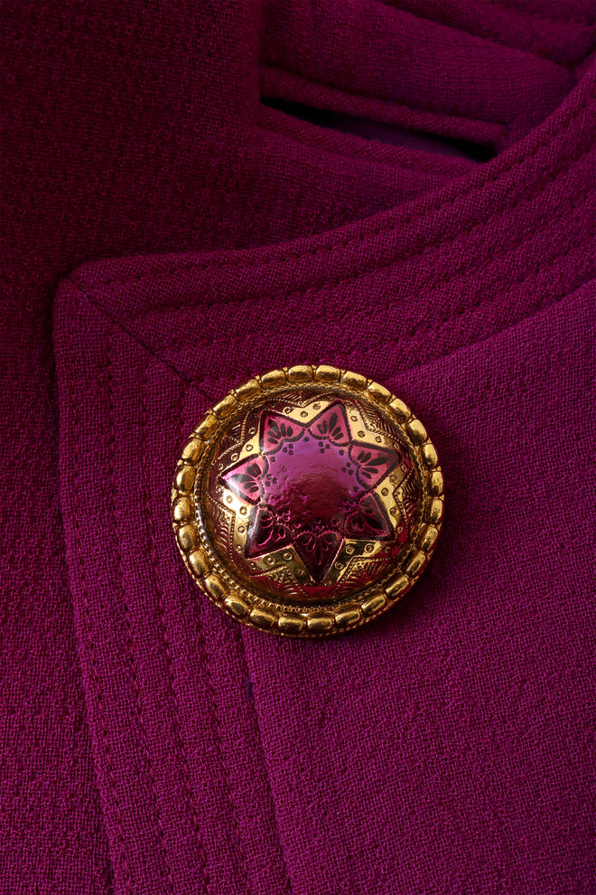 Cropped wool jacket by Gianni Versace button close @ Recess LA