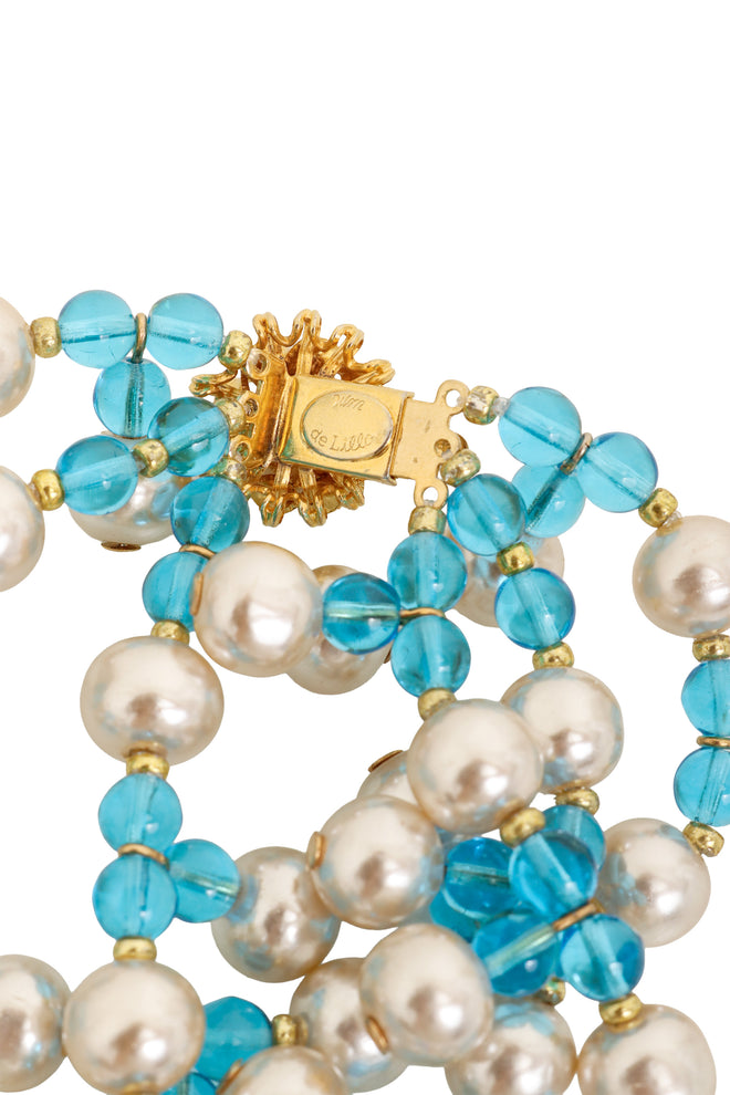 Vintage William deLillo Multi Strand Pearl Drop Bead Bracelet I signature @ Recess LA
