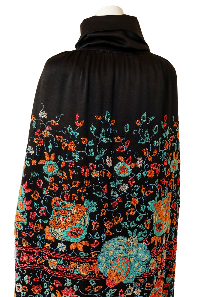 beaded floral cape on mannequin back close @ Recess LA