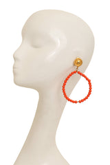 vintage deLillo Coral Beaded Hoop Earrings on mannequin  @ Recess LA