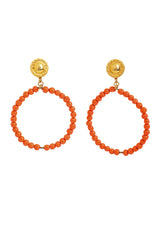 vintage deLillo Coral Beaded Hoop Earrings @ Recess LA